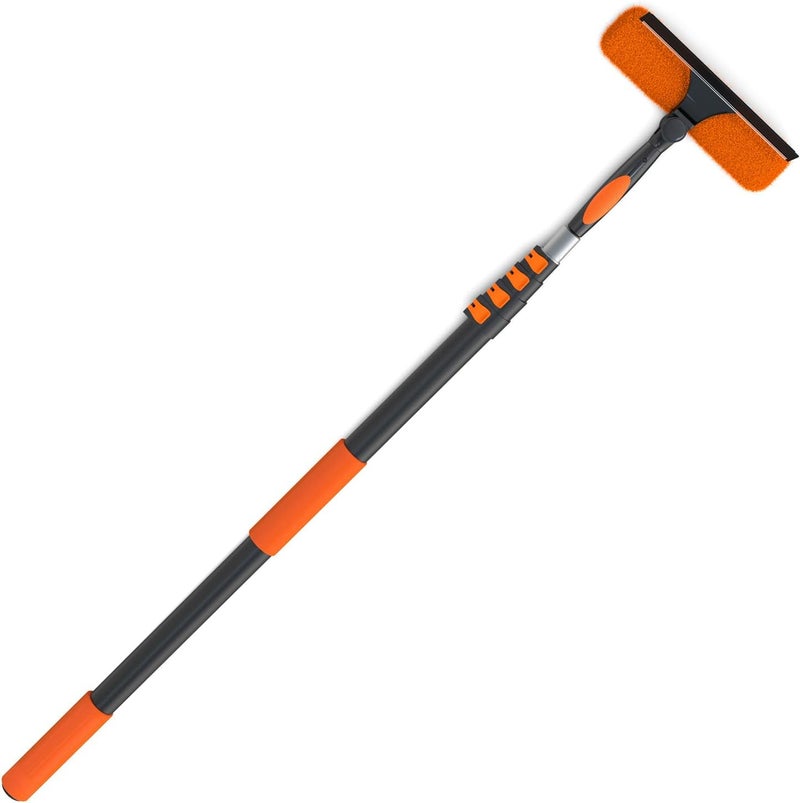 LAANPOLE 4FT Window Squeegee with Extension Pole, 2-in-1 Squeegee for Window Cleaning, Professional Cleaning Kit for Home with 4FT Telescoping Pole for Outdoor Indoor Use - Image 1